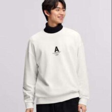 20点开始：Semir 森马 卫衣男2024冬季新款复古刺绣印花针织上衣时尚艺术设计感 本白10101 175/92A/L