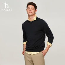 HAZZYS 男装纯色毛衣内搭羊毛衫ABYZD0BCF13 深藏青色DN 175/96A48