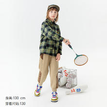 马骑顿 童装男童加绒针织裤冬季卫裤中大儿童保暖运动长裤子 卡其 160