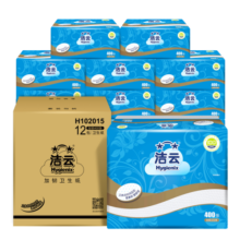 洁云卫生纸加韧方包纸400张*12包平板纸厕纸 加厚抽纸巾 全家用整箱