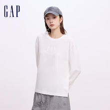 Gap 女装 麦穗印花下摆开叉长袖T恤 637566