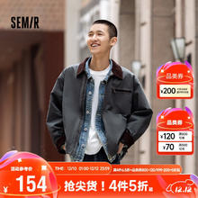 森马 外套男2024秋季复古经典底特律男士夹克拼接上衣宽松109524108103 深灰20903 XL