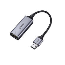 绿联 CM209 免驱铝壳款 USB-A转RJ45 0.1m 灰色