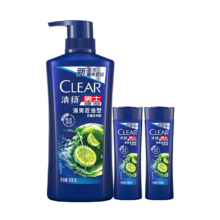 清扬（CLEAR）男士去屑洗发水清爽控油型500g+100gX2 哈兰德同款