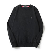 TOMMY HILFIGER 男装2025新款纯色圆领长袖针织衫男士休闲套头衫毛衣特价清仓