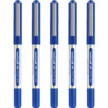 三菱 uni-ball EYE蓝色中性笔高颜值0.5mm蓝笔签字笔商务直液式走珠笔学生水笔水性笔文具套装 UB-150 5支