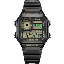 卡西欧（CASIO）复古小方块学生休闲钢带腕表 多功能户外运动手表AE-1200WH-1BVDF