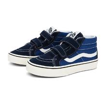 VANS 童鞋官方 SK8-Mid V拼色魔术贴美式复古中大童板鞋