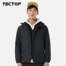PLUS会员：（TECTOP）探拓户外服 抓绒内胆防风防寒滑雪服保暖冲锋衣95133CF男款黑色2XL