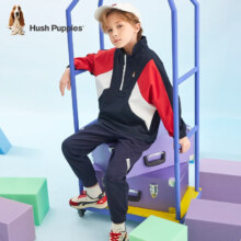暇步士（Hush Puppies）童装儿童夹克男女大童时尚拼色套头夹克外套
