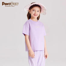 Paw in Paw PawinPaw卡通小熊童装2024年夏季男女童儿童印花圆领短袖T恤 Purple紫色/75 090