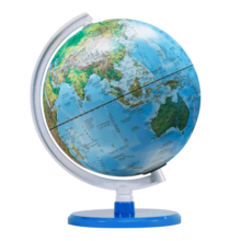 FUNGLOBE 国旗版地球仪20CM小号AR智能3D立体浮雕富加顺制造学生用初中生儿童 20CM天蓝色地形款带AR(360度中英文无灯版