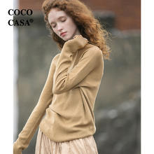 cococasa 半高领高级感桑蚕丝针织羊毛衫女上衣2024秋新款打底毛衣