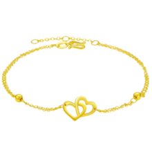 中国黄金（CHINA GOLD）黄金手链足金双心手链5G爱心手链女妇女节生日礼物送女友 足金手链约2.5g
