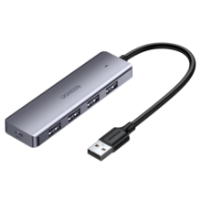 绿联（UGREEN）USB3.0分线器扩展坞 高速4口HUB集线器拓展坞一拖四多接口延长线转换器适用台式笔记本电脑 【USB3.0供电版】0.15米