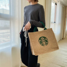 手提袋 亚麻麻布袋 女帆布包*2件