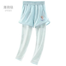 迪士尼 女童假两件打底裤 春秋款 薄荷绿 110cm