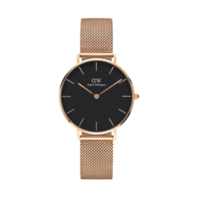 丹尼尔惠灵顿（DanielWellington）dw手表女 简约时尚欧美腕表石英女士手表 生日礼物送女友 28mm女表-黑盘玫瑰金钢带/DW217