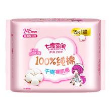 七度空间少女超薄 100%纯棉 日用卫生巾 245mm*15片（超薄透气姨妈巾）