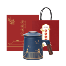 上新了文创 故宫泡茶杯 陶瓷茶水分离杯  祥瑞380ml 蓝色