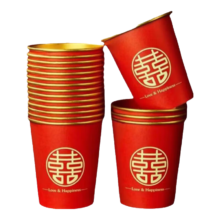 春节金箔纸杯加厚过年防烫喝茶一次性红色新年杯 60ml 75只