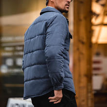马登 美式休闲双面桃皮绒棉衣亲肤保暖棉服加厚棉袄短外套男秋冬 藏蓝色