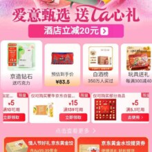 促销活动：京东 情人节主会场 领满10减5/5.1减5元等优惠券 好物0.1元购