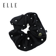 ELLE 珍珠优雅发圈女百搭气质头绳女生发绳扎马尾 黑色
