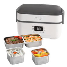 生活元素（LIFE ELEMENT）电热饭盒 插电加热智能保温 办公室热饭神器 双层1.5L不锈钢内胆  密封保鲜不串味 F36