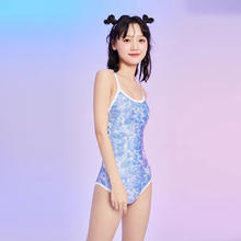 洲克 泳衣女款2024吊带三角专业竞技训练少女显瘦竞速游泳衣亮晶晶 123501146A M