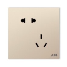 ABB开关插座面板 盈致系列金色  无边框 86型电源 斜五孔插座10只装