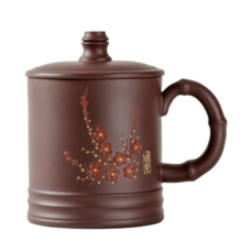 金镶玉 紫砂杯功夫茶具办公杯 宜兴原矿紫砂手工泡茶杯梅花暗香杯±330ml