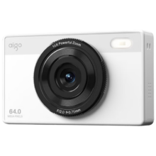 PLUS会员：aigo 爱国者 E6 复古小型数码照相机 前后双摄 128GB 白色