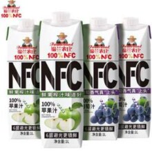 福兰农庄 NFC纯鲜榨100%果汁饮料 苹果汁+葡萄汁1L×4瓶