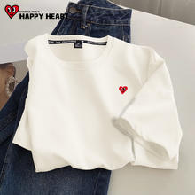 查尔斯桃心 CHARLES JANG'S HAPPY HEART 纯棉小众设计感落肩休闲上衣服半袖 米色