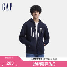 Gap 男女同款 印花字母logo抓绒连帽卫衣
