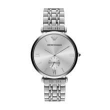 安普里奥·阿玛尼（Emporio Armani）手表男简约商务 银色钢带石英表情人节礼物生日礼物送男友AR1819