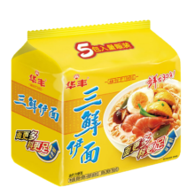 plus会员，需首购礼金:华丰方便面三鲜伊面五连包 原味5包*86g