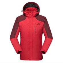 PLUS会员：（TECTOP）探拓 三合一两件套冲锋衣 加厚防寒保暖男户外登山滑雪外套抓绒内胆  JW7709 中国红 M