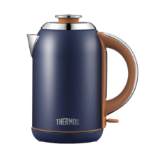 膳魔师 THERMOS 伦敦早餐复古系列 电热水壶 家用 304不锈钢 1.7L大容量 底座加热 自动断电 玛瑙蓝现货
