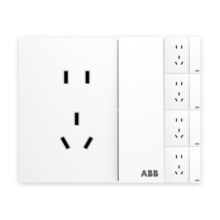 ABB 开关插座面板 盈致系列白色  无边框 86家用型电源 五孔一开5只装（预售款）