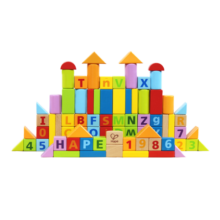 Hape(德国)儿童积木玩具节日礼物山毛榉木质80粒数字字母桶装E8402