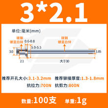 优赫 双沉头抽空型铆钉 3*2.1 白锌(100支) 不锈钢 碳钢