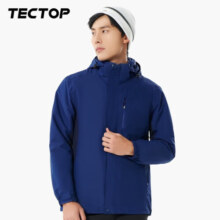 探拓（TECTOP）三合一冲锋衣男保暖透气户外服女可拆卸防风防水登山外套 男款铁兰 2XL