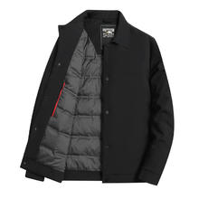 雪中飞 冬男士短款鹅绒衬衫领羽绒服商务休闲正式黑色暖