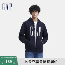 Gap 男女装2024秋季印花字母logo抓绒连帽卫衣休闲外套660128 海军蓝 180/100A(XL) 亚洲尺码