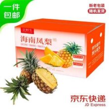 京鲜生 海南金钻凤梨 净重2.8-3斤（2个）单果650g+
