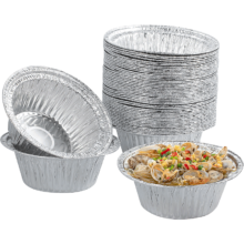 特美居（temeiju）空气炸锅专用纸 烤箱锡纸盘锡纸碗 食品级铝箔烤盘 800ml*50只
