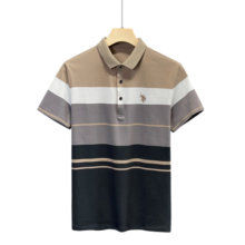 U.S. POLO ASSN.保罗polo衫男条纹短袖男夏季商务休闲男士半袖宽松上衣男 【JC-2312偏小】蓝白 L（建议体重110-125斤）
