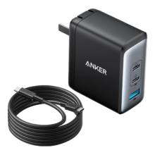 38节、限地区、需首购:Anker 安克 A2145 手机充电器 USB-A/双Type-C 100W 黑色